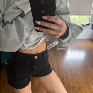 American Eagle High-Rise Black Denim Shorts